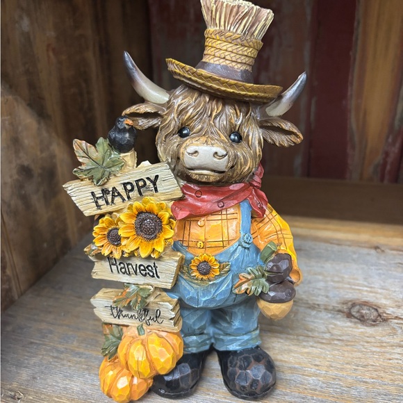 Other - Harvest Cow Figurine with Sunflowers and Pumpkins
